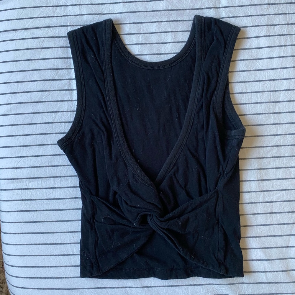 T by Alexander Wang Black Open Back Twist Tank - Picture 3 of 9